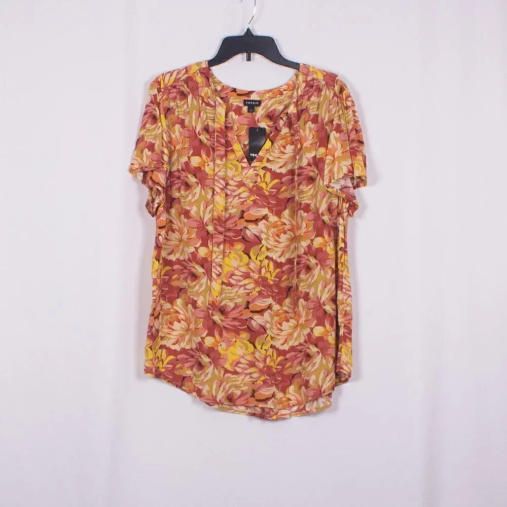 NWT TORRID Rayon Crepe Tie Flutter Sleeve Peasant Top Size 5X